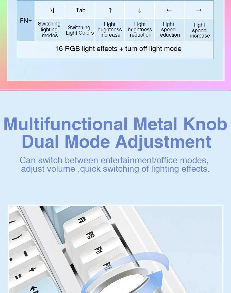 AULA F75 2.4G Wireless/Bluetooth/Wired Gaming Mechanical Keyboard RGB Customized 75% Layout OEM Profile Gasket Structure Red Magic