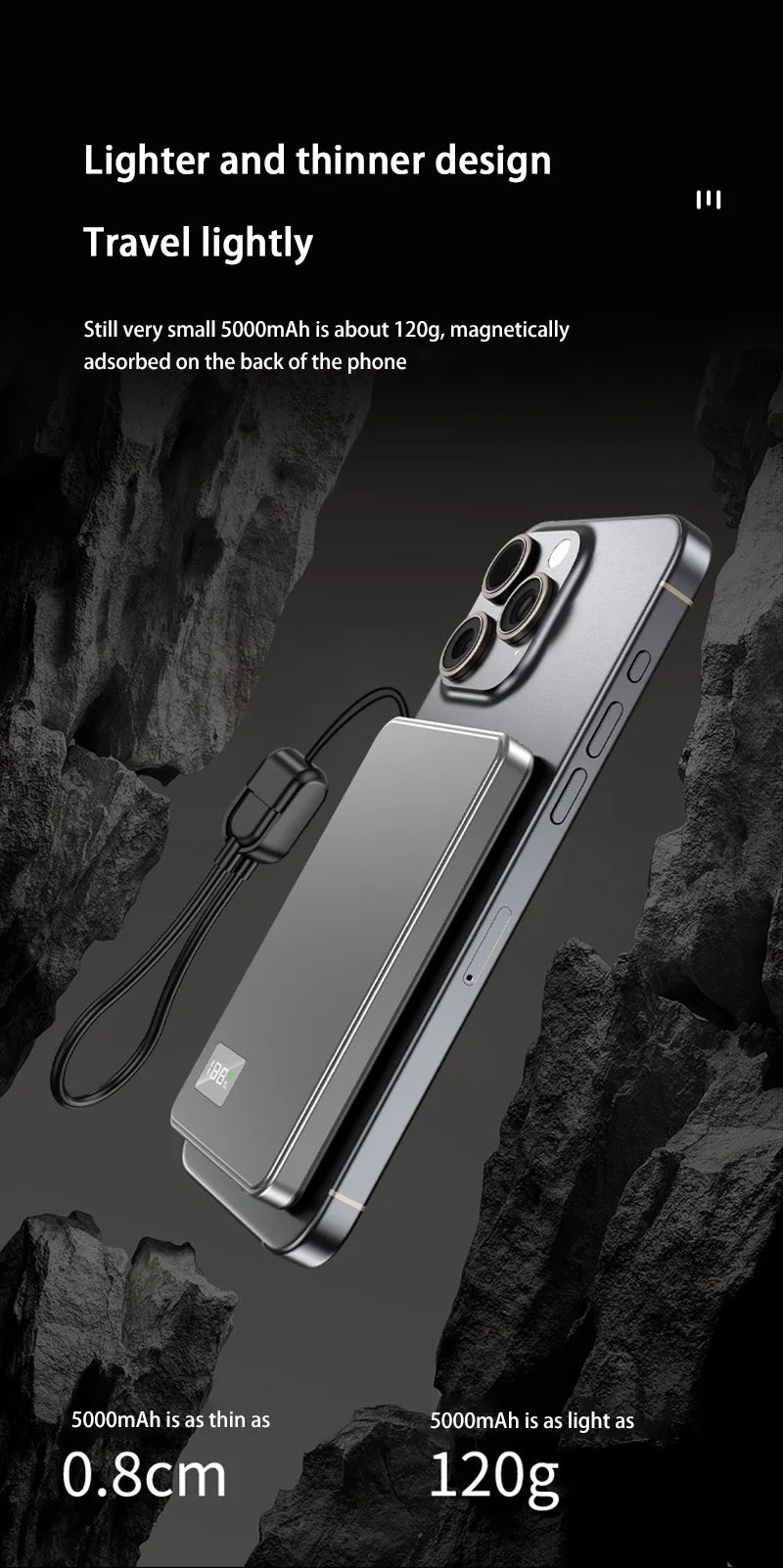 Xiaomi 500000mAh Magnetic Power Bank Portable Wireless PD22.5W Fast Charging External Battery for Magsafe For iPhone Samsung Red Magic