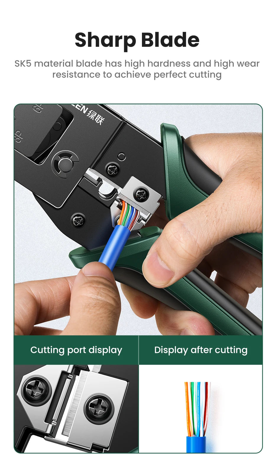 UGREEN RJ45 Crimper Tools RJ45 Crimping Pliers for CAT6/7 Ethernet Lan Cable Network Cutter Stripper Plier Multifuntion Tool Red Magic