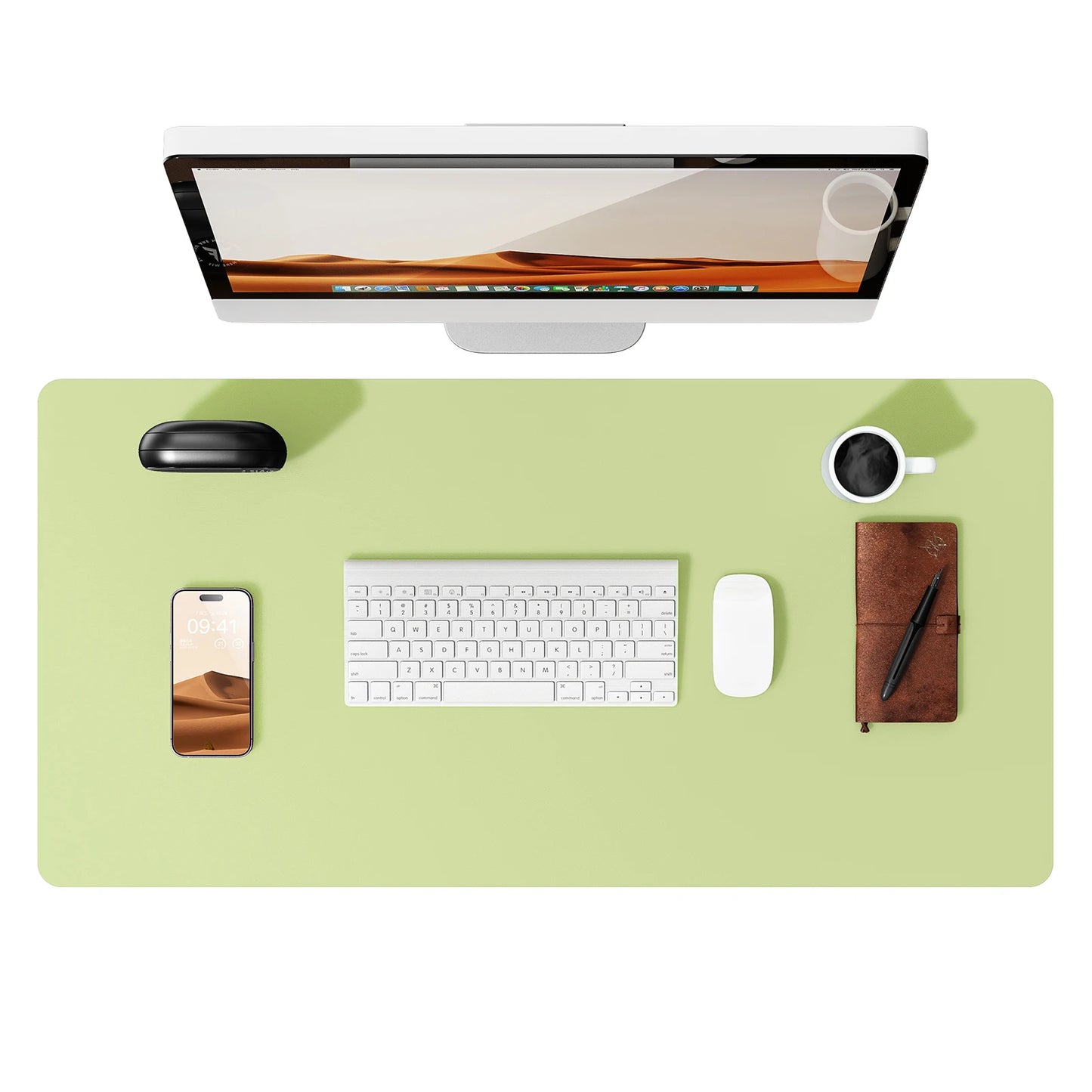 Large Mouse Pad,Office Desk Mat, Leather Desk Pad Protector, Non-Slip PU Leather Desk Blotter, Laptop Desk Pad Red Magic