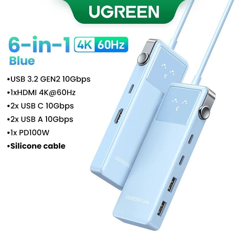 UGREEN USB HUB Uno Type-C to 4K60Hz HDMI PD100W 10Gbps USB-A/USB-C Splitter for MacBook Air Pro Dell Laptop Accessories Docking Setup Lord