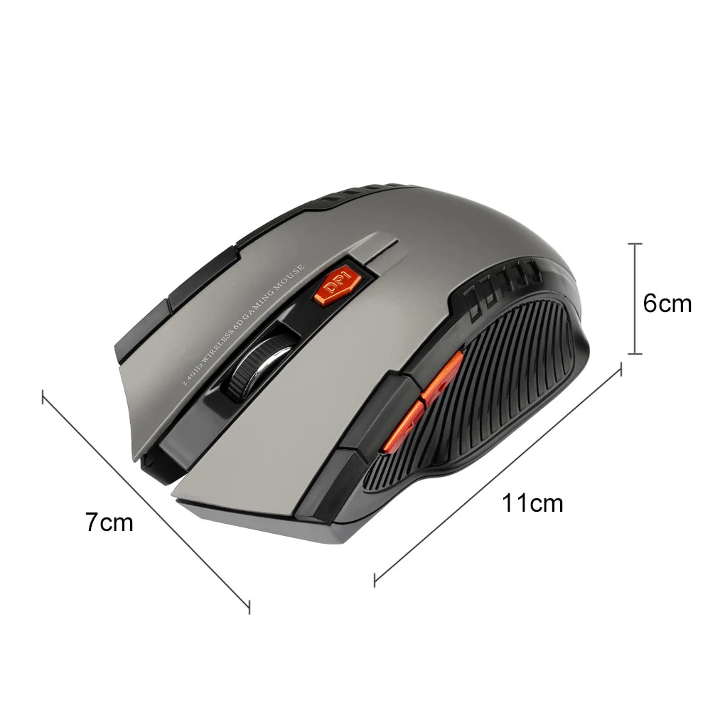 2.4G Wireless Mouse 1600DPI Optical Mouse Gamer for Computer 6 Buttons Wireless Mice with USB Receiver for PC Laptop Accessories Red Magic