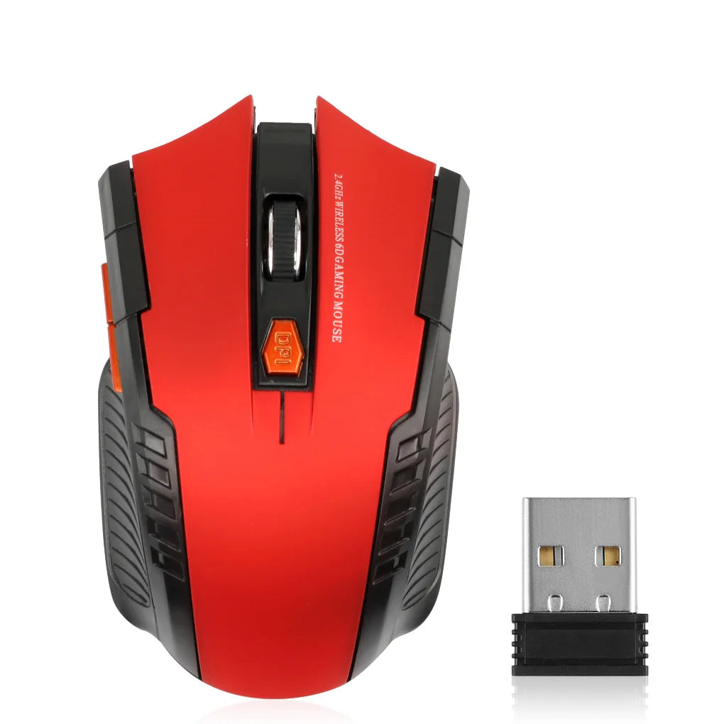 2.4G Wireless Mouse 1600DPI Optical Mouse Gamer for Computer 6 Buttons Wireless Mice with USB Receiver for PC Laptop Accessories Red Magic