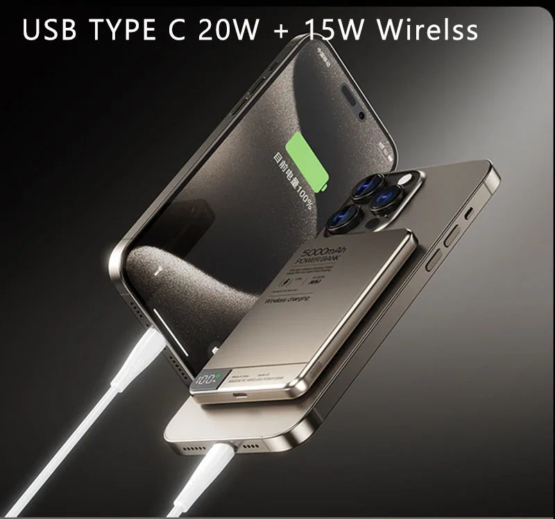 10000mAh Power Bank Magnetic Qi Wireless Charger PD20W Super Fast Charging Powerbank For Magsafe iPhone Samsung Huawei Xiaomi Red Magic