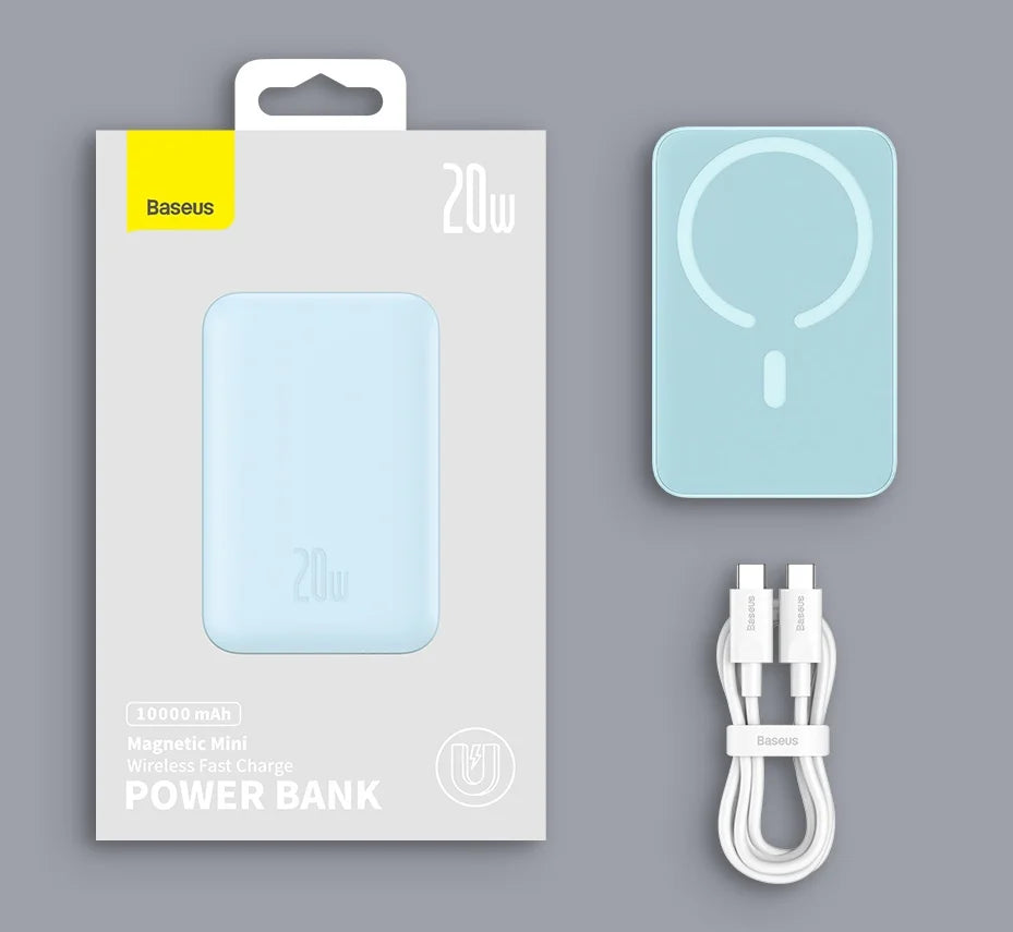 Baseus Power Bank 10000mAh Mini Magnetic Wireless Fast Charge Auto-wake For iPhone 16 15 14 13  Pro Max Magnetic Powerbank Red Magic