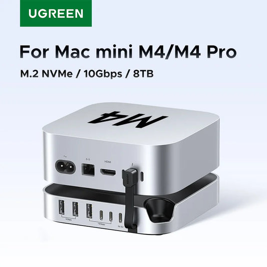 UGREEN USB HUB Docking Station for Mac Mini M4 M4 Pro M.2 NVMe SSD 8TB Max 10Gbps USB-A&C Ports SD&TF 170MB/s USB Splitter Dock Setup Lord