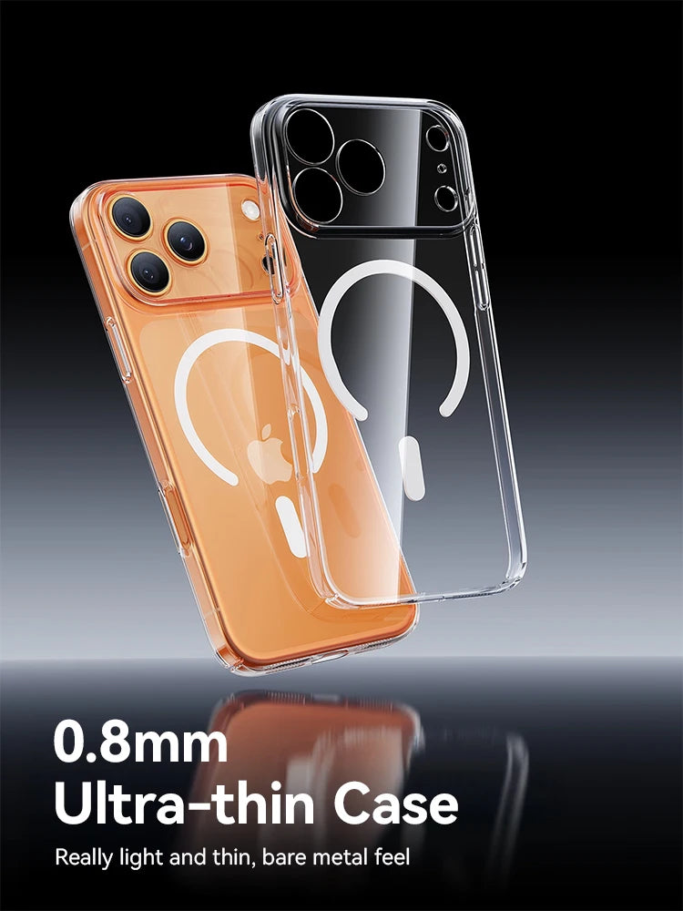 Joyroom Magnetic Case For iPhone 17 16 Pro Max Case Anti Yellow Transparent Cover For iPhone 17 Pro Wireless Charger Thin Cover Red Magic