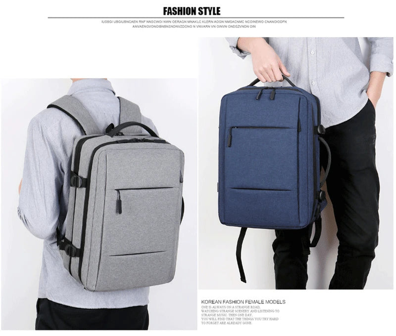 Travel Backpack Men Business Backpack School Expandable USB Bag Large Capacity Laptop Waterproof Fashion Backpack Red Magic