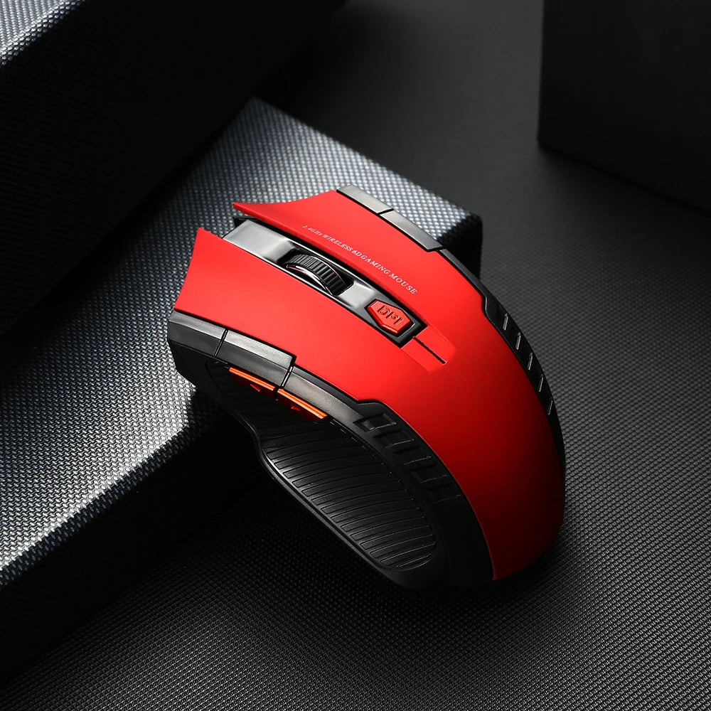 2.4G Wireless Mouse 1600DPI Optical Mouse Gamer for Computer 6 Buttons Wireless Mice with USB Receiver for PC Laptop Accessories Red Magic
